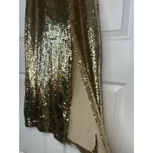 GB Skirt Sequin Pencil Midi XL Gold Side Slit Holiday Party thumbnail 2