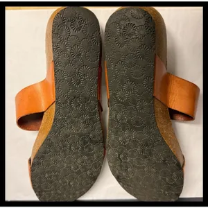 Lola Sabbia Eric Michael Sandals Womens 40 Brown Leather Wedge Slides Spain thumbnail 5