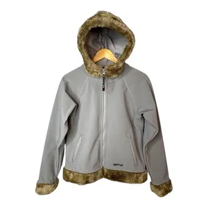 Marmot Softshell Jacket Women Medium Gray Faux Fur Trim Hooded Full‎ Zip Outdoor thumbnail 12