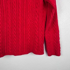 Lauren Ralph Lauren Women's Cable Knit Sweater Red Sz PM thumbnail 4