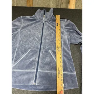 Fuda Velour Tracksuit Set Womens Small Blue‎ 2 Piece Zip Jacket Pants Lounge thumbnail 2