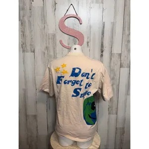 Youthphoria “Don’t Forget to Smile” Graphic T-Shirt Earth Print Beige Tee Small thumbnail 3