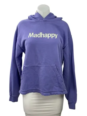 Madhappy Womens Purple Logo Long Sleeve Knit Hoodie Hooded Sweatshirt Top Size S thumbnail 1