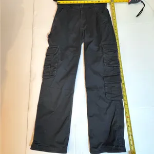 Abercrombie & Fitch Cargo Pants 27 4 Black Utility Y2K Streetwear Stretch thumbnail 6