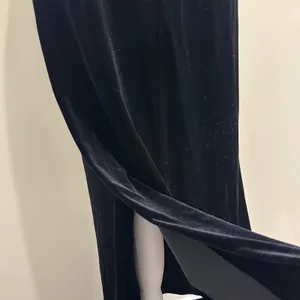 Y2K 90s My Michelle Black Velvet Maxi Dress Sleeveless Boat Neck S Goth Witchy thumbnail 5