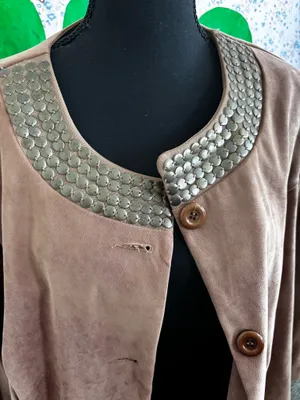 A. Giannetti Suede Brown Jacket with Bead embellishments Size 1X thumbnail 2