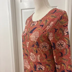 Peruvian Connection Floral Fit Flare Maxi Dress‎ Sz M Art Nouveau Boho Earthy thumbnail 2