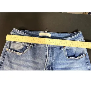 Risen Women's 9/29 Light Wash Wide Leg Jeans Side Slit Hem Stretch 5 Pocket Blue thumbnail 9