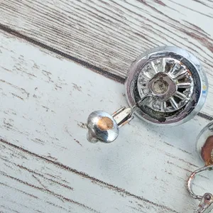 Vintage Clip On Earrings - Domed Circle Faceted Silver Tone - Condition Issues thumbnail 10