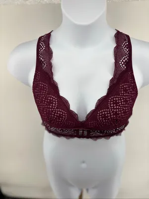 Victoria’s Secret Lace Racerback Bralette Womens Large Burgundy thumbnail 8