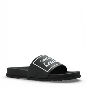 Versace Jeans Couture Black Logo Rubber Slide Sandals EU 38 US 7 - 7.5 NEW thumbnail 2