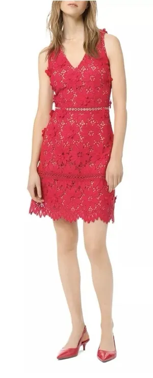 MICHAEL Michael Kors Floral‎ Appliqué Lace Dress 3D Party Cocktail Coquette Twee thumbnail 1