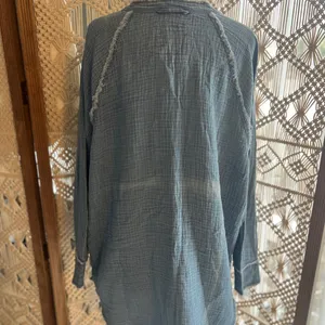 Aerie Chambray Mineral Wash Tunic Length Button-Up Shirt thumbnail 12