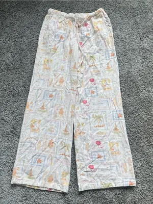 Women’s Wide Leg Lounge Pants in Pastel Tropical Print thumbnail 1
