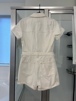 Abercrombie & Fitch White Denim Romper thumbnail 3
