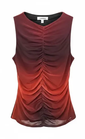 Vigoss Women's Red‎ to Orange Ombre Ruched Sleeveless Tank thumbnail 1