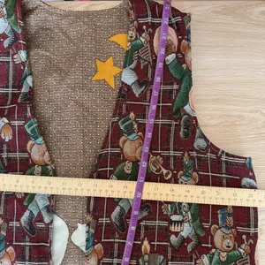 Vintage Retro Open Vest‎ Christmas Bear Nutcracker Red Plaid Relaxed Oversized thumbnail 4