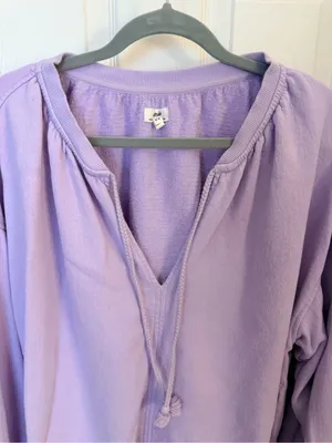 aerie Lavender Pullover V-Neck Drawstring Long Sleeve thumbnail 6