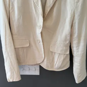 Banana Republic Womens Cream Flax Blend 2 Button Blazer Jacket Size 4 Lagen‎ thumbnail 5