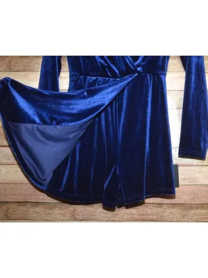 Lulus Velvet Blazer Romper Womens M Navy Blue Long Sleeve Party Holiday NWT thumbnail 5