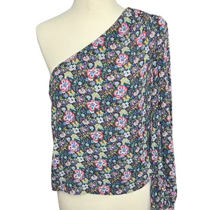 Frame One Shoulder Top Womens M Coastal Blue Multicolor Floral‎ Boho Chic ASO thumbnail 4