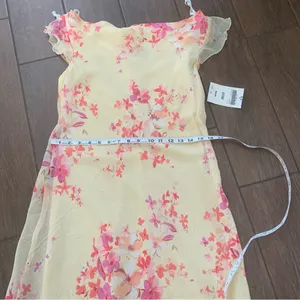 Spring Yellow Floral Dress New with Tags sz 9/10 Kentucky Derby Chiffon thumbnail 7