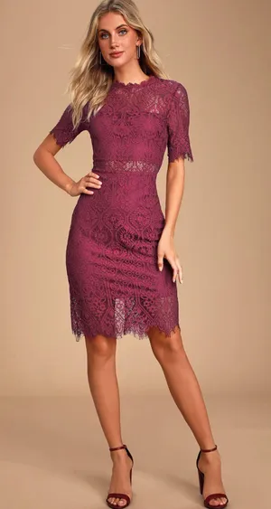 Remarkable Burgundy Lace Dress thumbnail 1