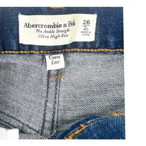 Abercrombie & Fitch 26 /2 Ultra High Rise 90s Straight Jean Dark Wash 29" Inseam thumbnail 5