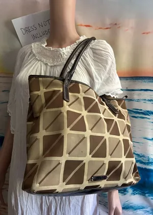 Nine & Co. Women’s Brown Geometric Tote Shoulder Bag thumbnail 1