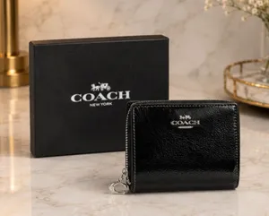 NEW Coach Black Patent Crinkle Leather Snap Wallet CCL79 New in Coach Box thumbnail 1