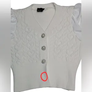 Victorian White Knit Puff Sleeves Cardigan Size S/M thumbnail 12