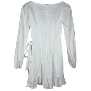Princess Polly White The Villa Long Sleeve Mini Dress Square Neck‎ Wrap US 0 thumbnail 2