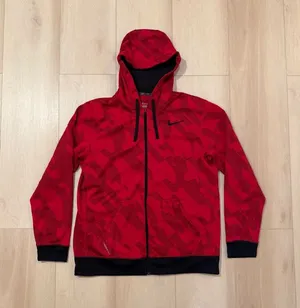 Nike Therma-Fit Red Camo/Geometric Athletic Full Zipper Hoodie Men's Size Large thumbnail 1