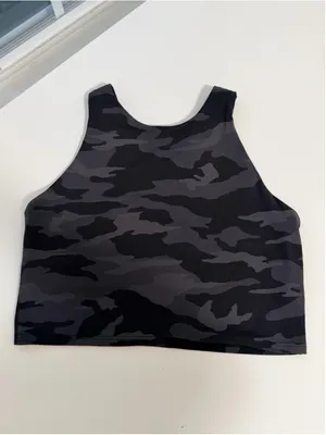 Athleta Conscious Crop Tank Bra A-C Black Gray Camo Size S thumbnail 2
