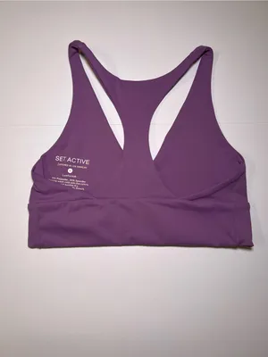 SET Active Purple Racerback Sports Bra size medium thumbnail 2
