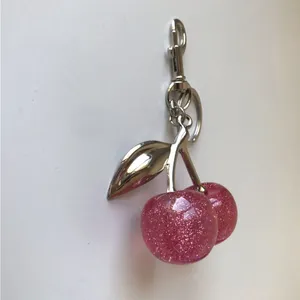 Pink Glitter Cherry Bag Charm, Silver Tone thumbnail 16