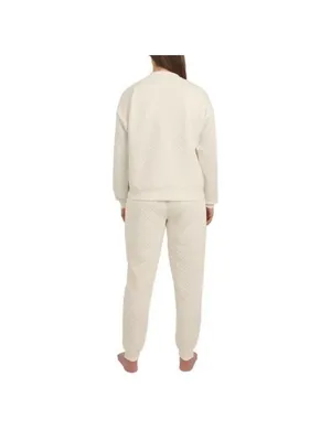 Lands’ End Off White Cream Quilted Loungewear 2 Piece Top Pants Set XXL XL New thumbnail 2
