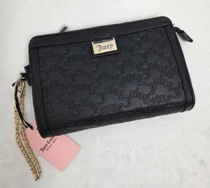Juicy Couture Embossed Black and‎ Gold Clutch with Chain Strap thumbnail 1