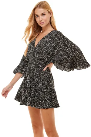 The Clothing Exchange Company | NWOT | Floral Print Chiffon Skort Dress | S | Black | CP9448 thumbnail 3