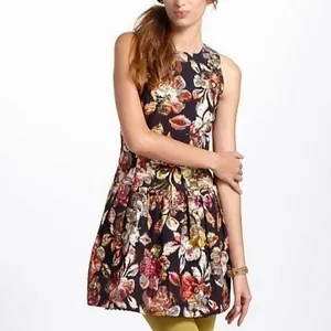 Anthropologie LEIFSDOTTIR Adelita Floral Brocade Metallic‎ Dress Party Size 2 thumbnail 4