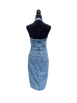 Universal Threads Denim Halter Midi Dress 90s Y2K Button Front Slit Pockets⁠ Sz 6 thumbnail 12