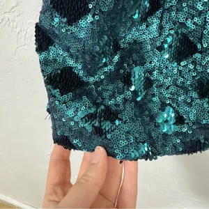 Zara Green Sequined Ruffled Sleeve Mini Dress Blogger Favorite XS Glam Party thumbnail 10