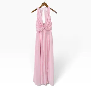 Lulus Marilina Light Pink Pleated Twist-Front Maxi Dress size S NWT thumbnail 3