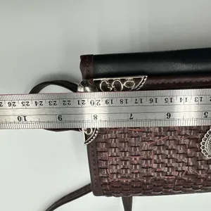 Western Woven Heart Concho Crossbody Wallet Bag Brown Black Ornate Corners thumbnail 8