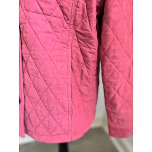 Talbots Quilted Barn Jacket Large Pink Shacket Corduroy Preppy Bright Equestrian thumbnail 3