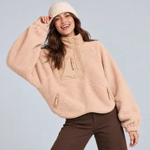 FP Movement Hit The Slopes Fleece Pullover Womens XS Peach Snap Mock Neck Jacket thumbnail 1