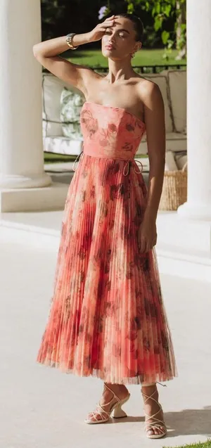 Hutch Costella Pink Blush Floral Tulle Gown Dress‎ size 4 thumbnail 1