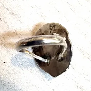 Vintage Sterling Silver Southwestern white buffalo Statement Ring thumbnail 8