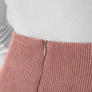 High Waisted Invisible Zipper 2-in-1 A Line Mini Corduroy Casual Skirt thumbnail 4