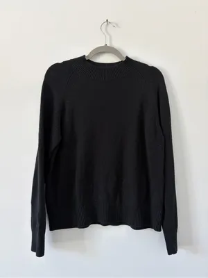Quince Organic Cotton Mock Neck Knit Casual Minimalist Sweater Black Small thumbnail 2
